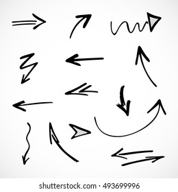 hand-drawn arrows, vector set