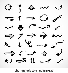 hand-drawn arrows, vector set