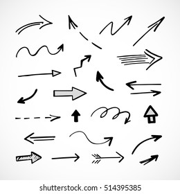 hand-drawn arrows, vector set