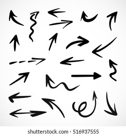 hand-drawn arrows, vector set