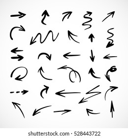 hand-drawn arrows, vector set