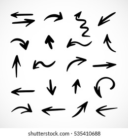 hand-drawn arrows, vector set