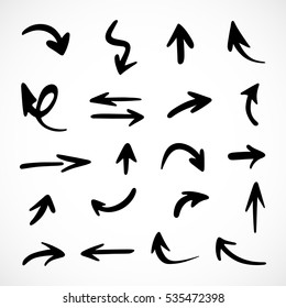 hand-drawn arrows, vector set