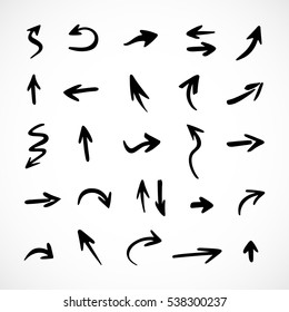 hand-drawn arrows, vector set