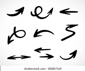 hand-drawn arrows, vector set