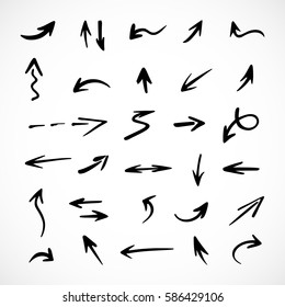 hand-drawn arrows, vector set