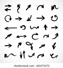 hand-drawn arrows, vector set