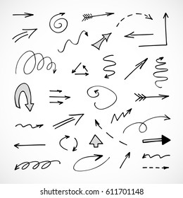 hand-drawn arrows, vector set