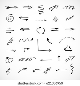 hand-drawn arrows, vector set