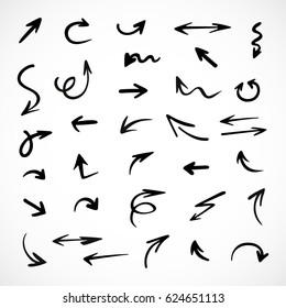 hand-drawn arrows, vector set