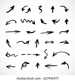 hand-drawn arrows, vector set