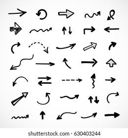 hand-drawn arrows, vector set