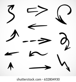 hand-drawn arrows, vector set