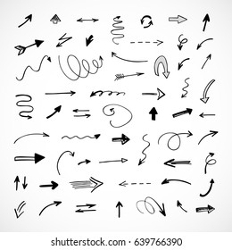 hand-drawn arrows, vector set