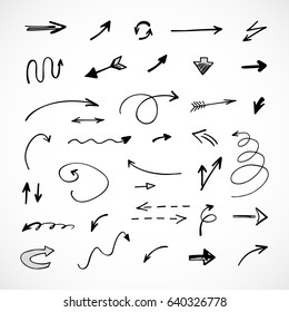 hand-drawn arrows, vector set 