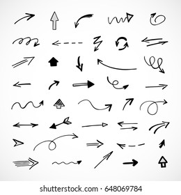 hand-drawn arrows, vector set