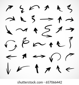hand-drawn arrows, vector set