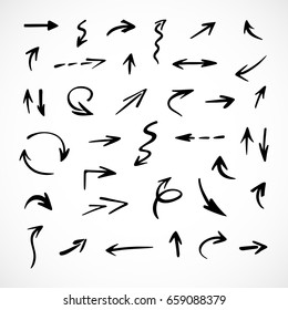 hand-drawn arrows, vector set