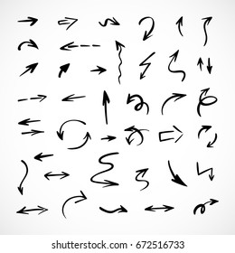 hand-drawn arrows, vector set