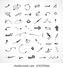 hand-drawn arrows, vector set
