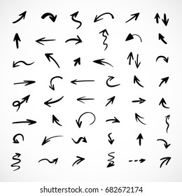 hand-drawn arrows, vector set