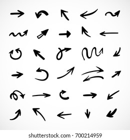 hand-drawn arrows, vector set