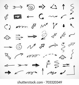 hand-drawn arrows, vector set