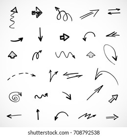 hand-drawn arrows, vector set