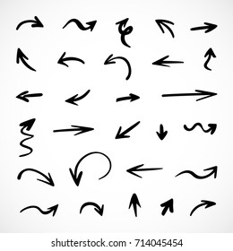 hand-drawn arrows, vector set