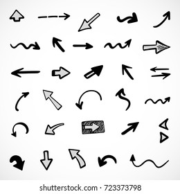 hand-drawn arrows, vector set