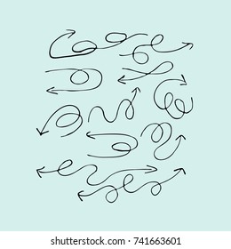 hand-drawn arrows, vector set