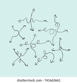 hand-drawn arrows, vector set
