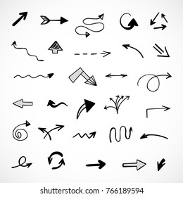 hand-drawn arrows, vector set