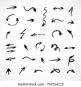 hand-drawn arrows, vector set