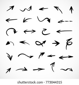 hand-drawn arrows, vector set