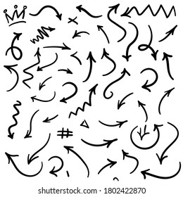 hand-drawn arrows, vector set. Arrow vector icon. Arrows vector illustration collection
