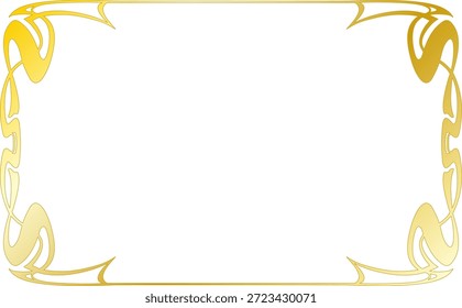 Ein handgezeichneter Dekorrahmen im Jugendstil mit elegantem goldenem Farbverlauf. In horizontaler Anordnung, perfekt für Cover, Zertifikate, Einladungen, Banner und verfeinerte Grafikdesign-Projekte.