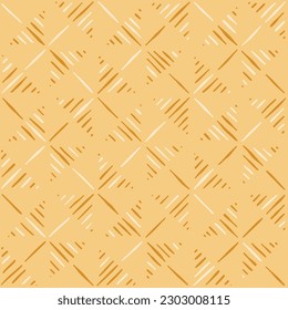 Hand-Drawn Artisanal Wood Block Print Geometric Vector Seamless Pattern. Hans-Stamped Mirrored Triangles Organic Lines Background. Global Nomadic Design. Mini Boho Repeat