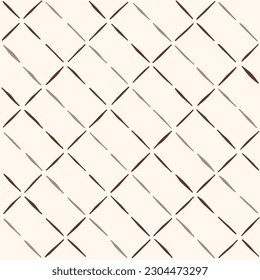 Hand-Drawn Artisanal Wood Block Print Geometric Vector Seamless Pattern. Hans-Stamped Mirrored Triangles Organic Lines Background. Global Nomadic Design. Mini Boho Repeat