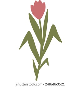 Hand-drawn artistic cute tulip flower. Trendy vector illustration.