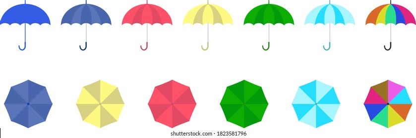 Hand-drawn artistic umbrella illustration set
