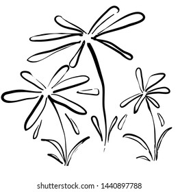handdrawn artistic wild plant flower illustration in doodle style