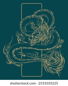 Hand-drawn Asian dragon illustration. Vector illustration