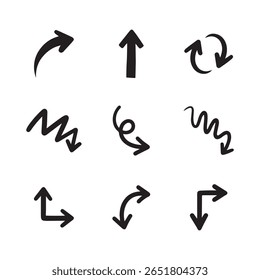 Hand-Drawn Assorted Arrow Icons - Directional and Movement Symbols