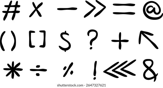 Símbolos de Matemática e Pontuação Sortidos Desenhados à Mão