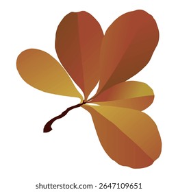 Hand-drawn autumn colored fall leaf isolated on white background. Flat style vector illustration.