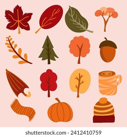 Handgezeichnete Herbstelemente-Kollektion