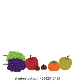 Hand-Drawn Autumn Fruits Frame Background with Text Space