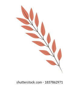 Hand-drawn autumn leaf in boho color, vector illustration on isolated white background in modern style. Concept for seasonal banner, poster, card.