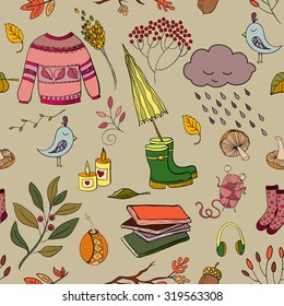 Handdrawn autumn seamless pattern